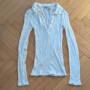 American Eagle White Long Sleeve Top Size S